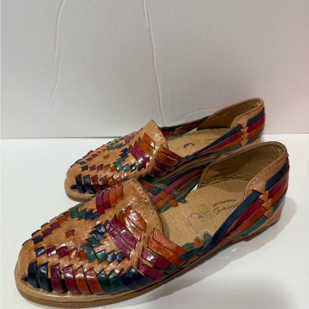 Colorful Leather Huarache Flats